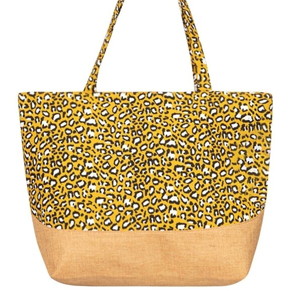 Jute Tote Large Bag Leopard Print 🐆NWT - Picture 2 of 6